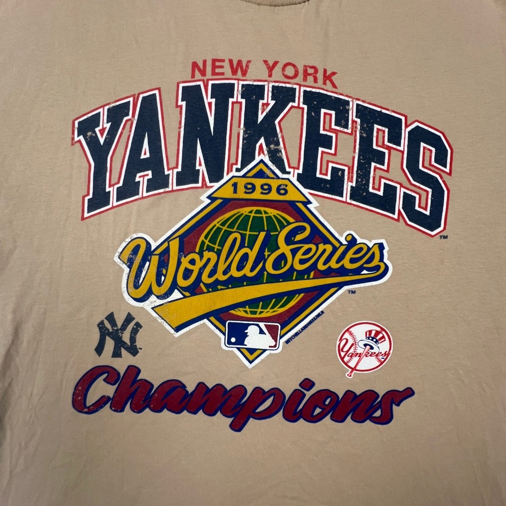 Mitchell & Ness NY Yankees T-Shirt Mens XL Tan 1996 World Series Champions - Picture 7 of 14
